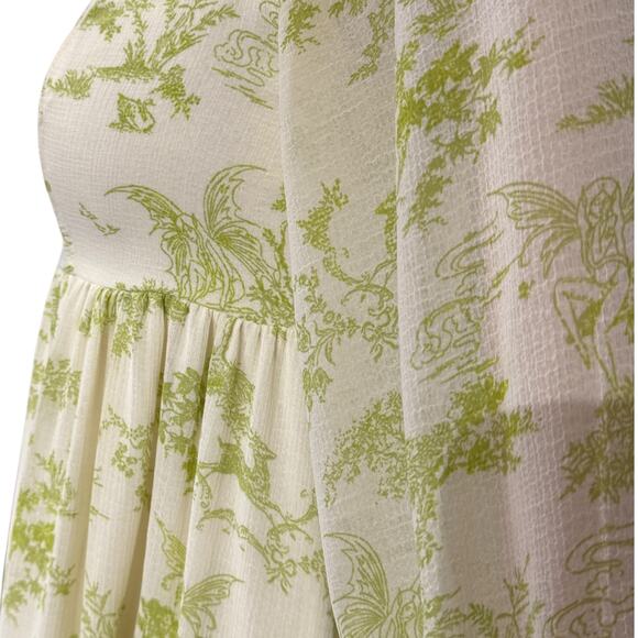 Urban Outfitters Size S Lanette Toile Fairy‎ Print Mini Dress Cream Coquette Elf - Picture 7 of 12